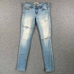 Hollister Super Skinny Jeans Womens 5L 27x33 Light Wash Distressed Low Rise Blue